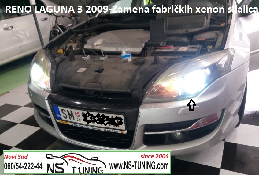 reno laguna 3 2009 zamena fabrickog xenon svetla d1s novi sad tuning servis ksenona